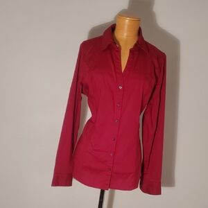 Express Deep Red Button-Down Collared Shirt